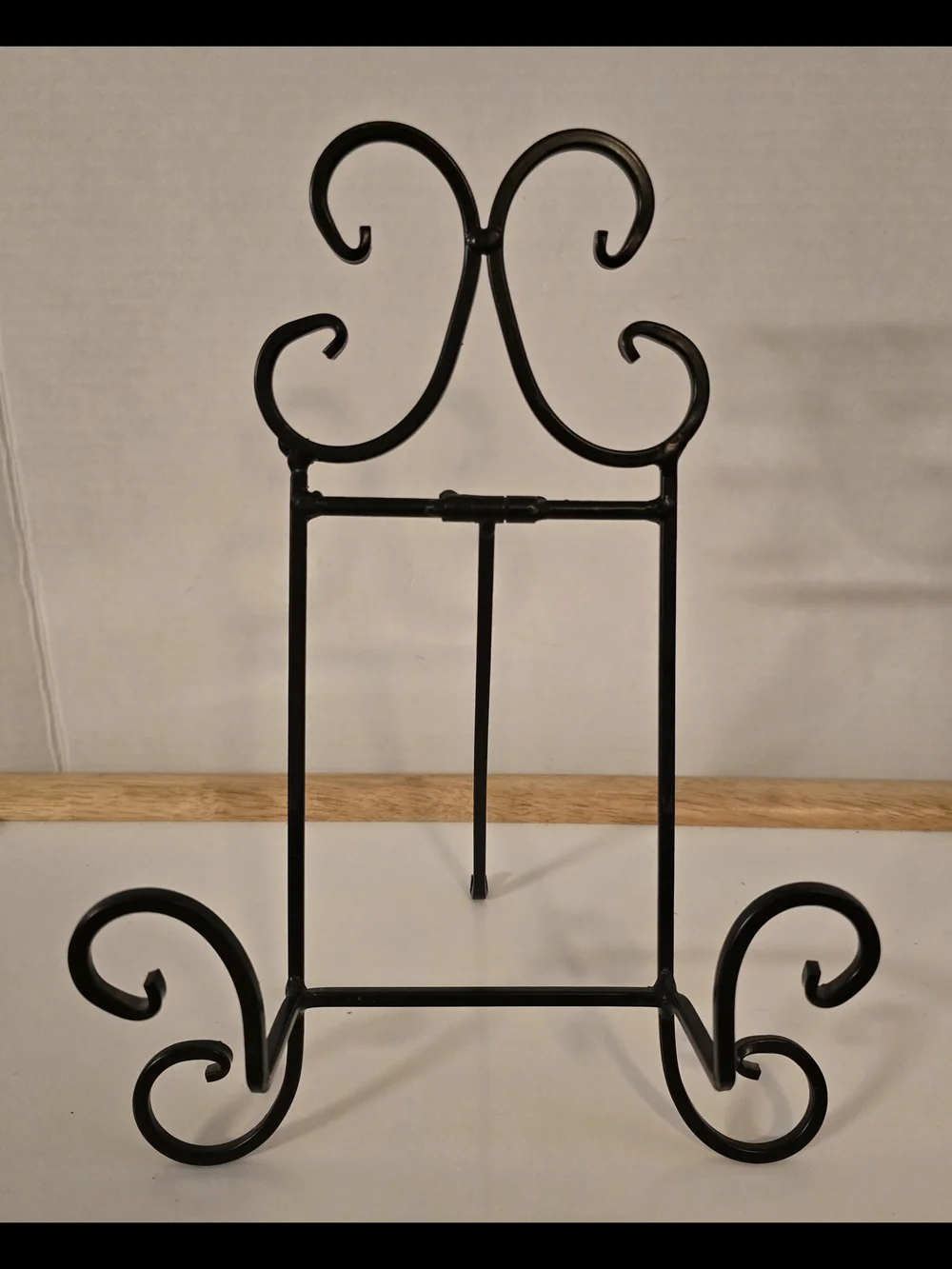 Ornate Black Metal Scroll Display Stand for Cookbooks & Plates